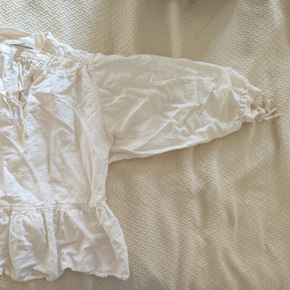 J.W. Anderson Uniqlo White Linen Blend Peasant Blouse Sz Xs - Picture 4 of 6